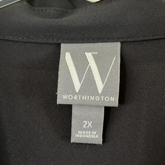 NWT Worthington Blouse Size 2X Georgette Style Fabric Collar Buttons Long Cuff - Picture 3 of 13
